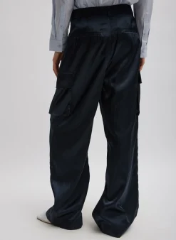 Shiny Nylon Pleated Stella Cargo Pant