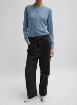 Skinlike Mercerized Wool Shrunken Cardigan