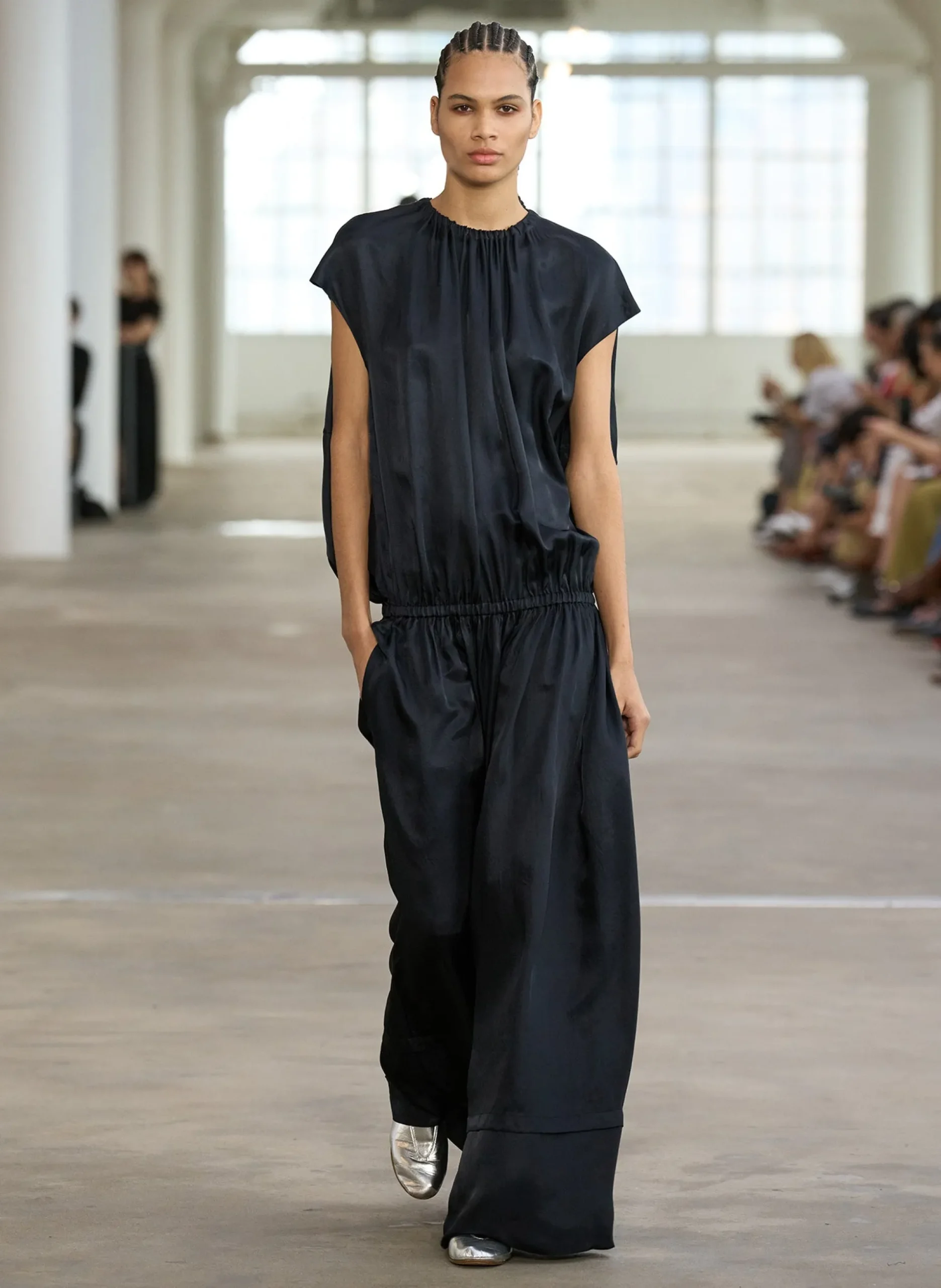 Spring Acetate Shirred Circular Dress