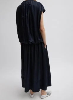 Spring Acetate Shirred Circular Dress