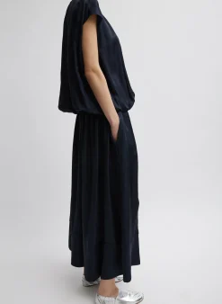 Spring Acetate Shirred Circular Dress