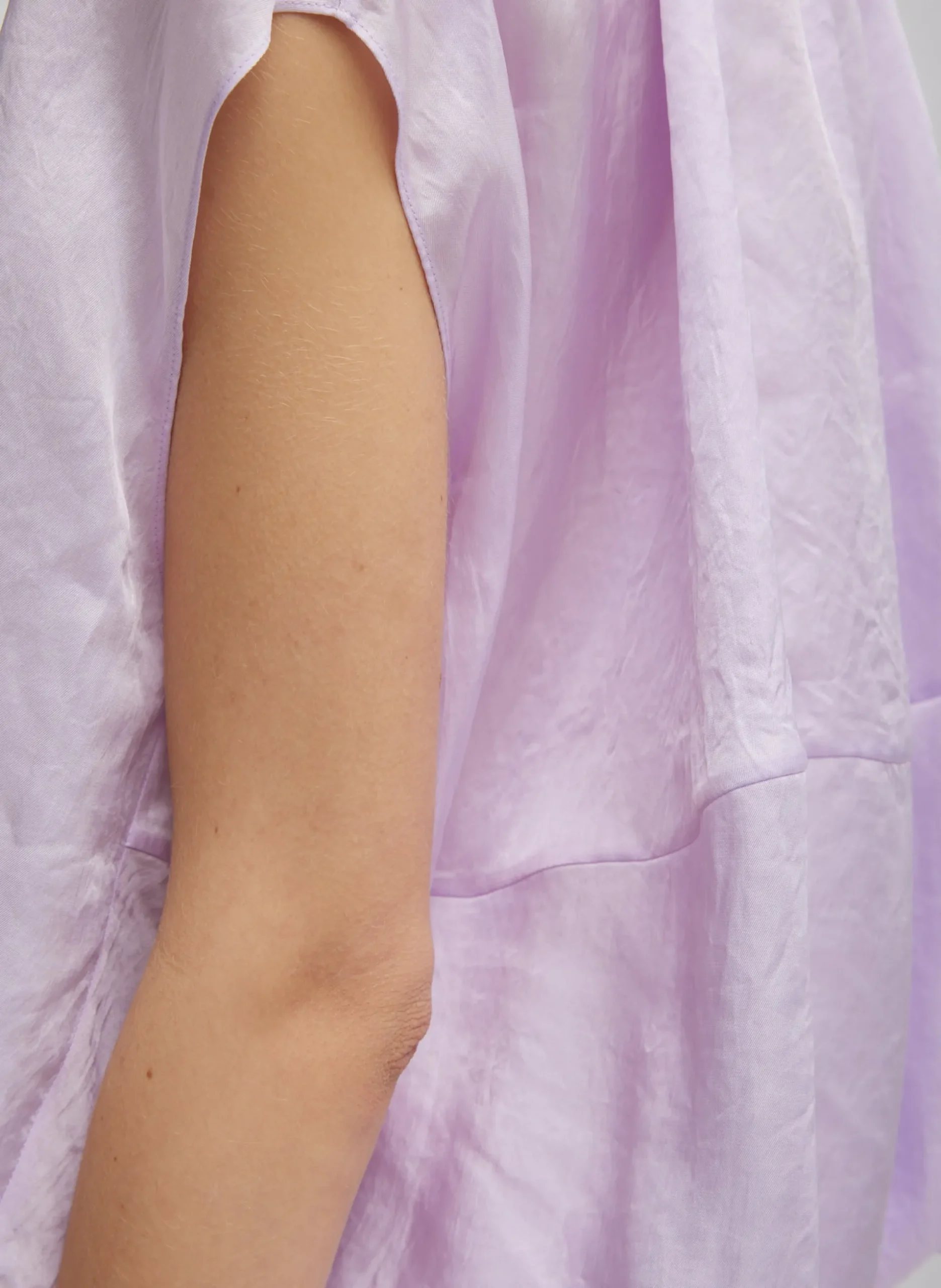 Spring Acetate Shirred Neck Circular Top