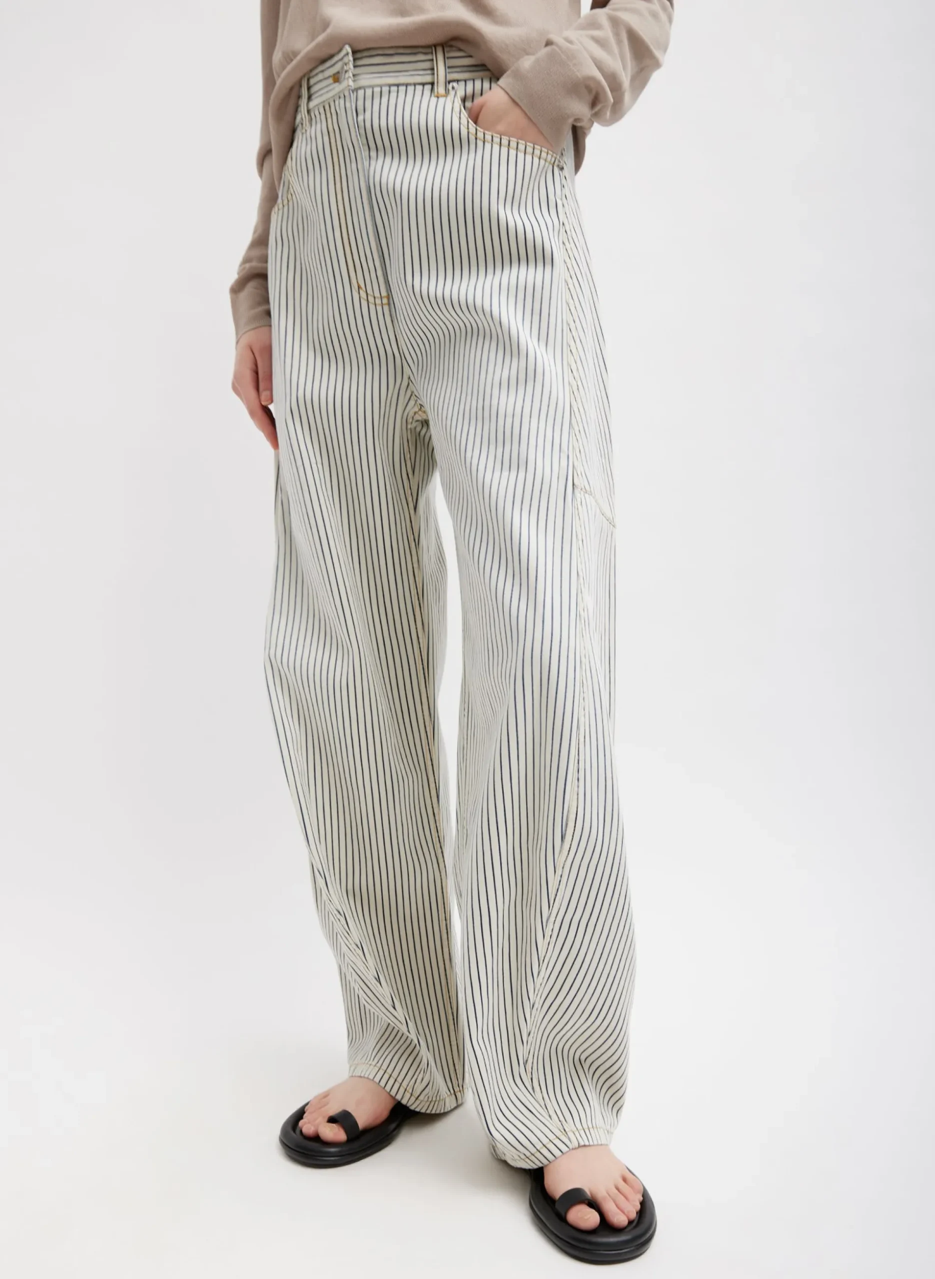 Stone Washed Striped Denim Sid Jean