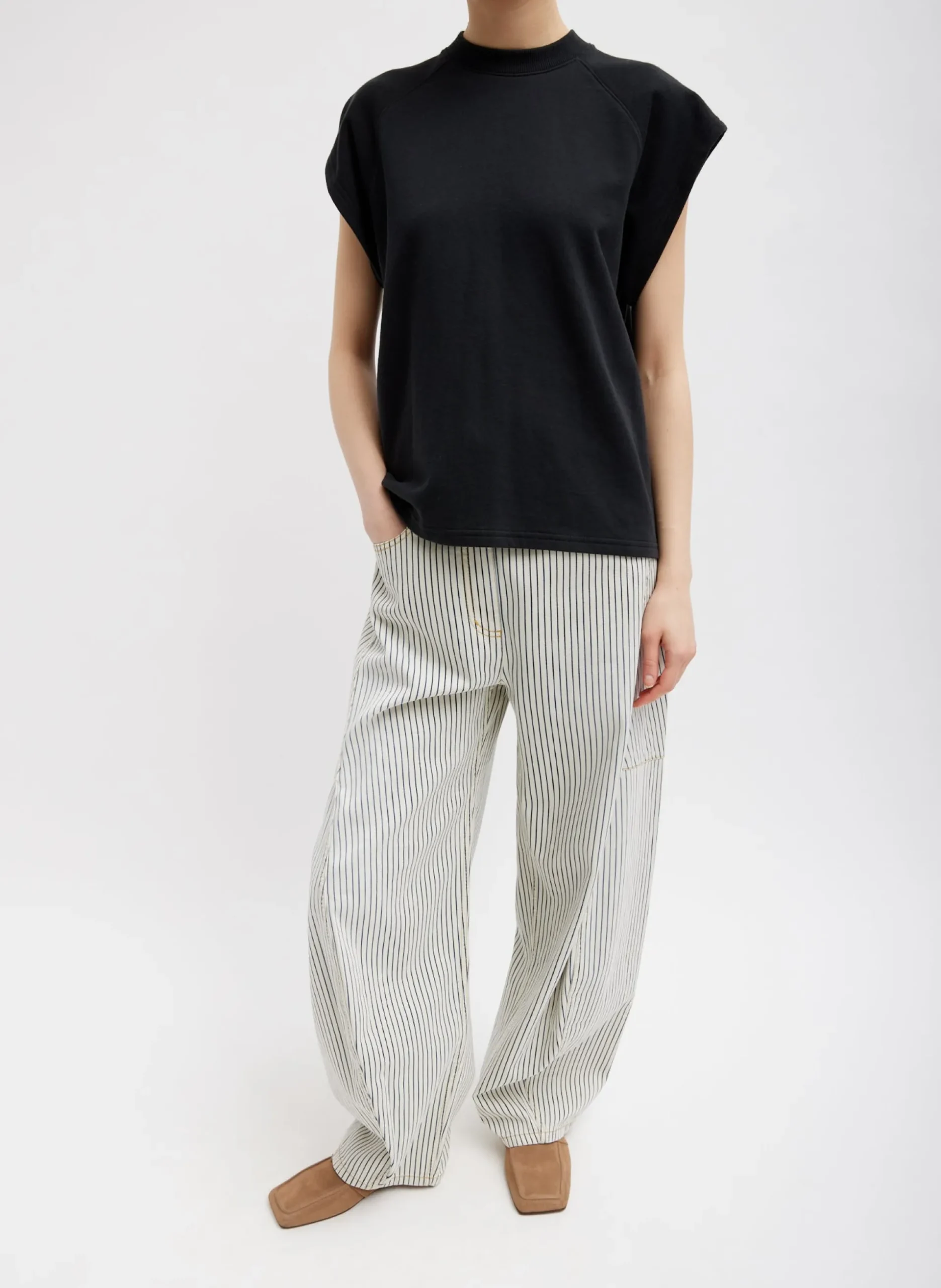 Stone Washed Striped Denim Sid Jean