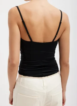 Stretch Light Weight Tech Knit Shirred Cami