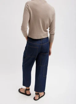 Summer Denim Cropped Slouchy Cargo Jean