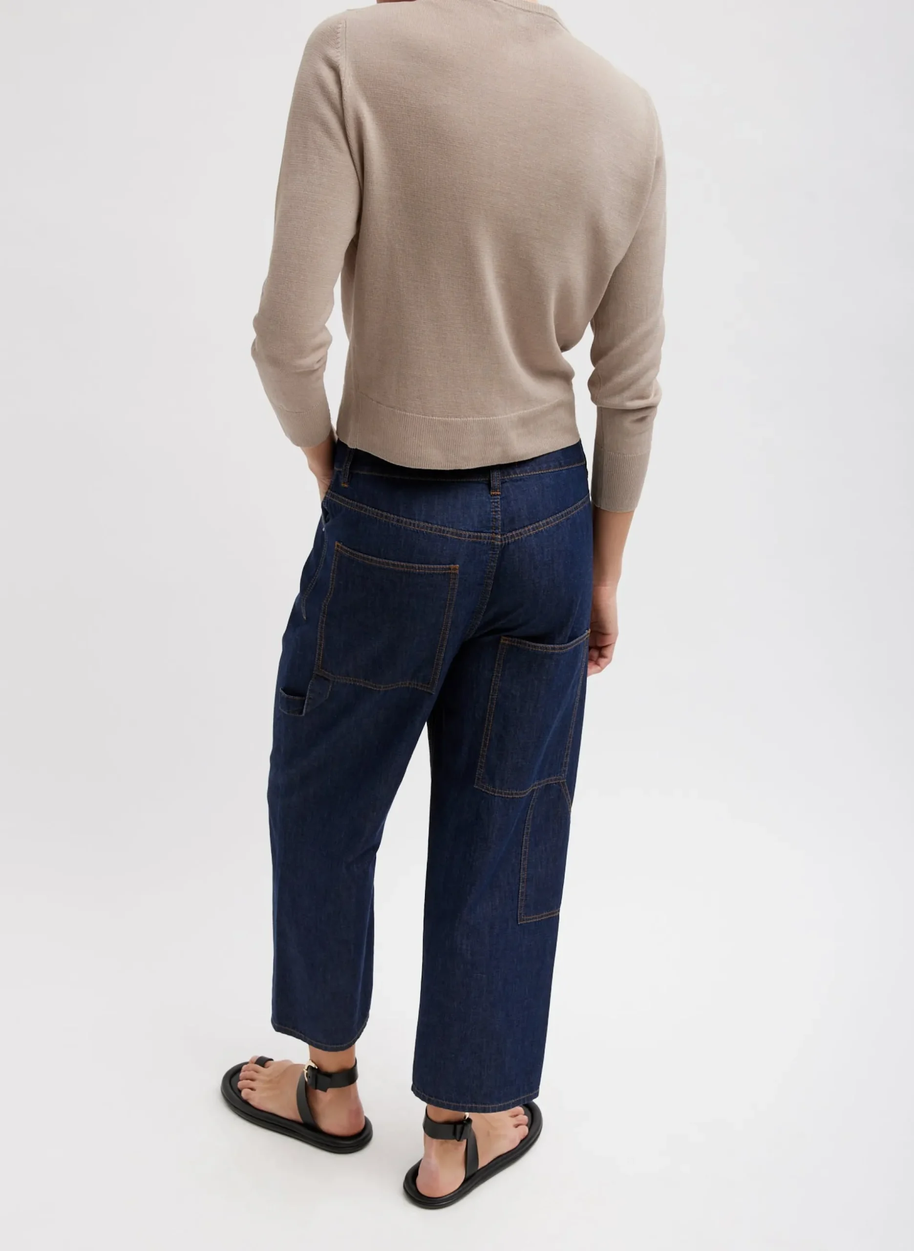 Summer Denim Cropped Slouchy Cargo Jean