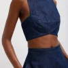 Summer Denim Square Neck Cropped Top