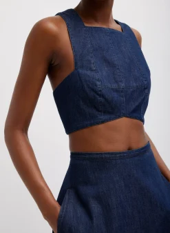Summer Denim Square Neck Cropped Top