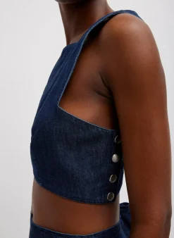 Summer Denim Square Neck Cropped Top