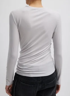Tencel Knit Twisted Seam Long Sleeve T-Shirt