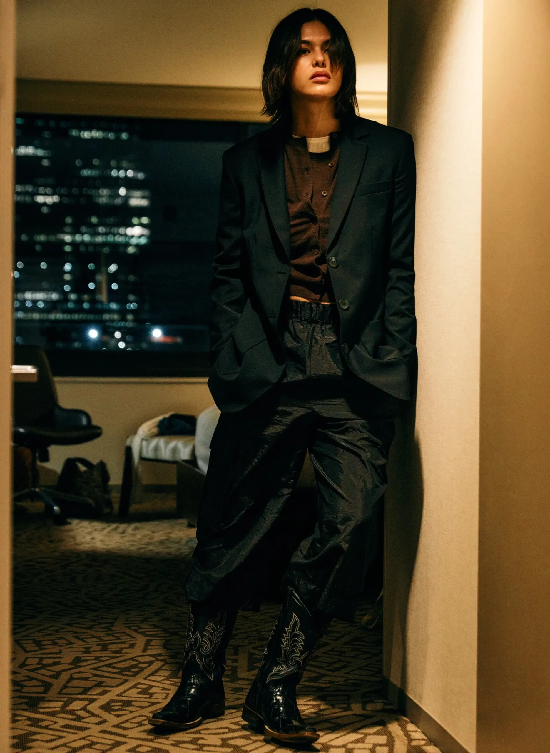 Tropical Wool Cutout Sleeve Marlon Blazer