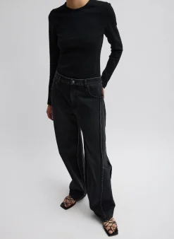 Vintage Black Denim Tuck Jean